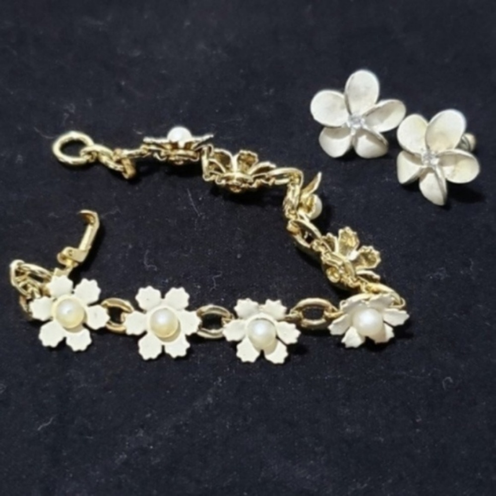 Vintage Earrings 925 K Silver & Small Bracelet